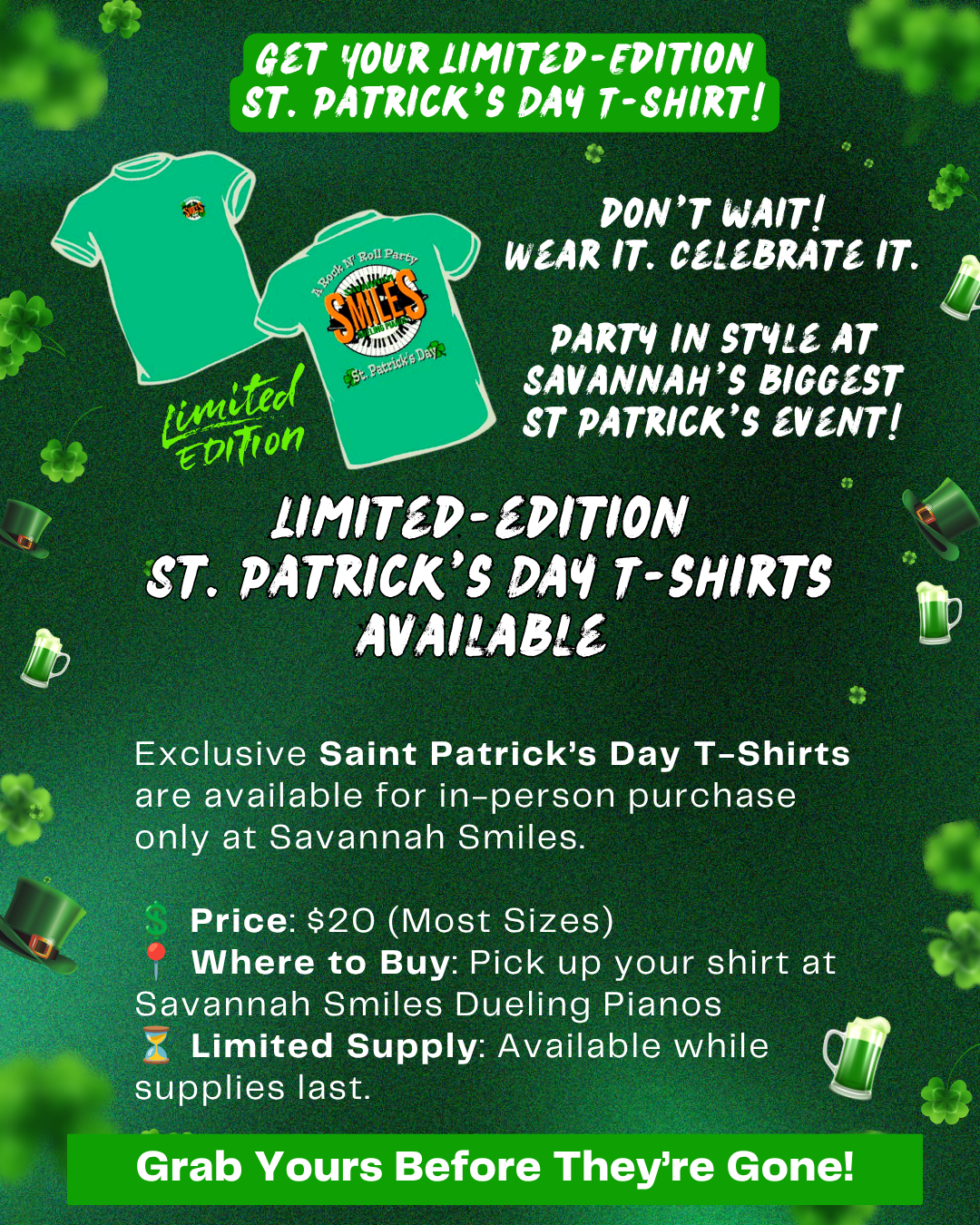 Savannah Smiles — St. Patrick's Day promotional graphic